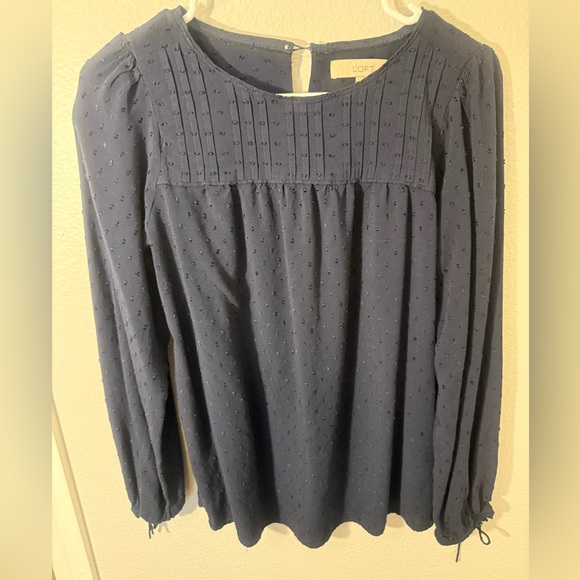 LOFT Tops - LOFT Textured Navy Blouse